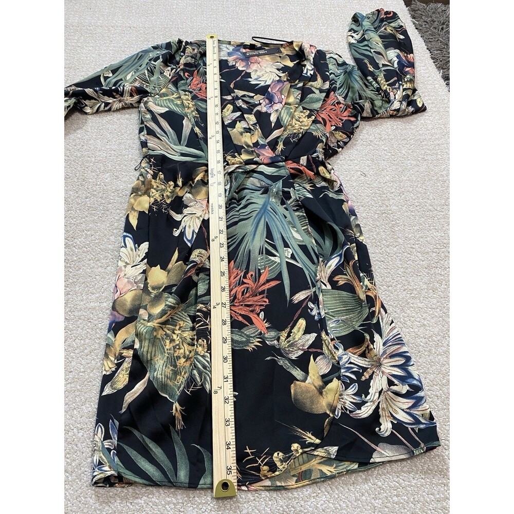 Miss Avenue Long Sleeve Black Floral Printed High Low Dress Size Medium Romantic - Picture 10 of 15
